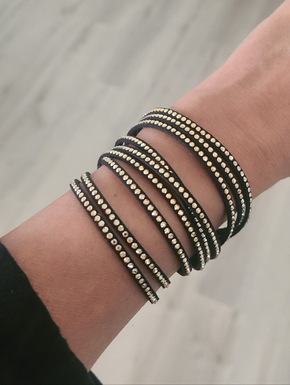 Touchstone Crystal By Swarovski Black Multi-Wrap Bracelet- Excellent Condition
